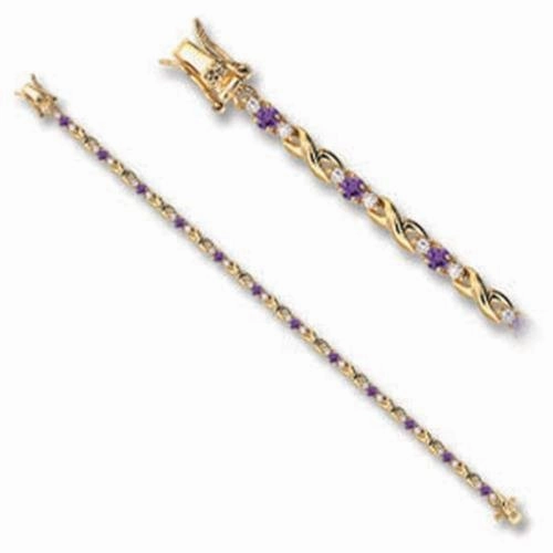 Today??s Sight Perpetual Progress 46805 - Gold Brass Bracelet with AAA Grade CZ  in Tanzanite