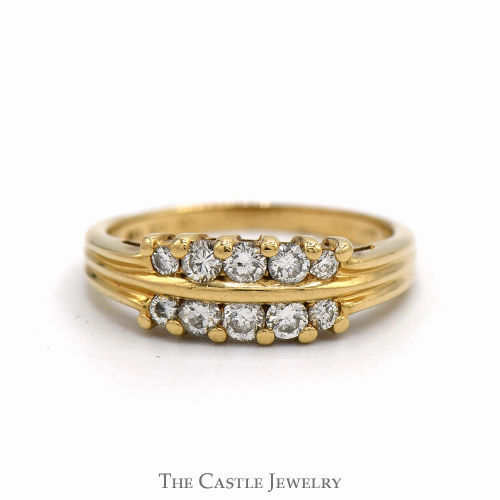 1/2cttw Double Row Diamond Band in 14k Yellow Gold Fantastic Product Beautiful Embellishment