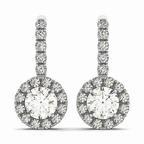 Oversized Item Gorgeous Look Round Diamond Halo Earring Set