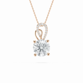 3 ctw Round Lab Grown Diamond Ornate Bail Pendant - 18 Inches Shared Jewelry Fine Accessory
