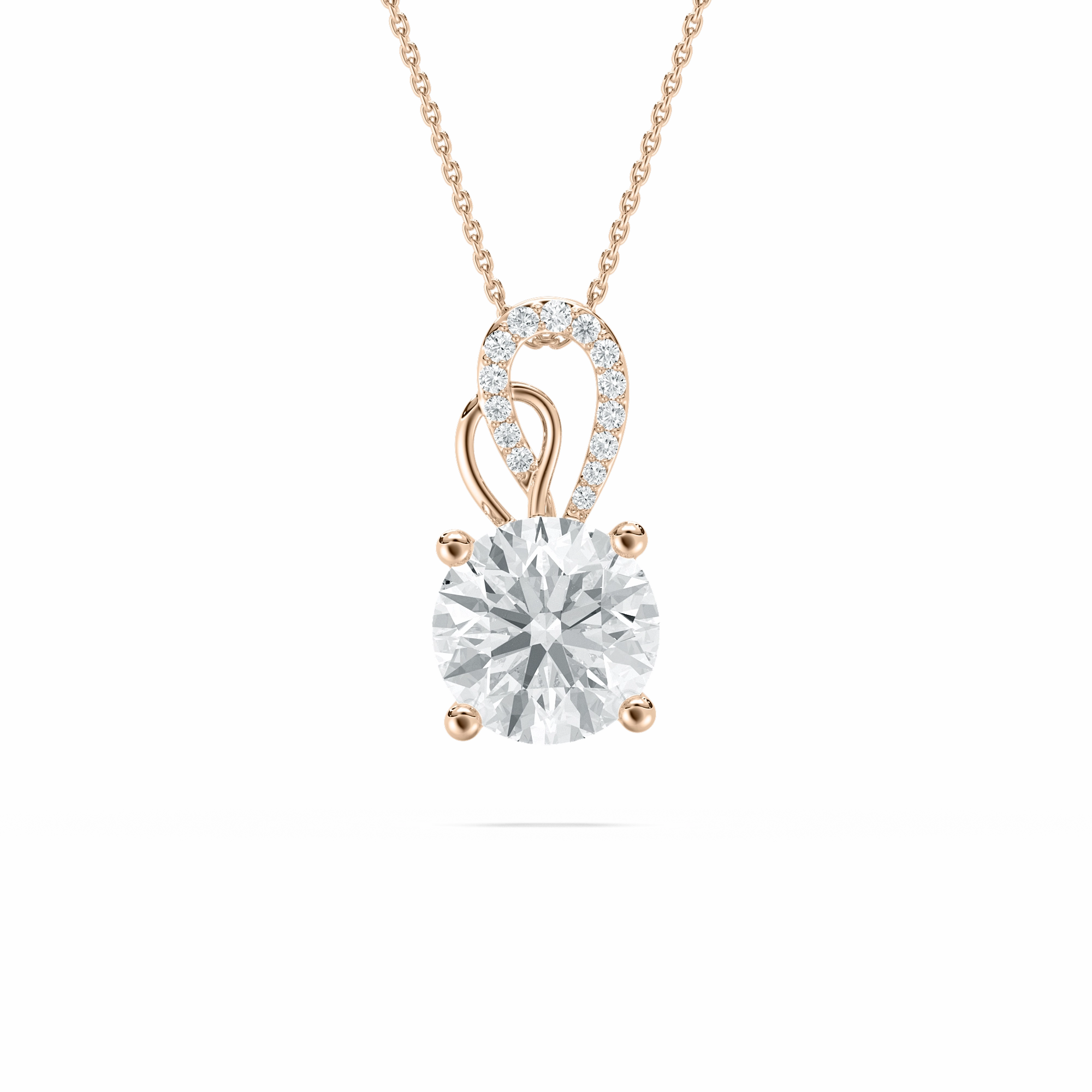 3 ctw Round Lab Grown Diamond Ornate Bail Pendant - 18 Inches Shared Jewelry Fine Accessory