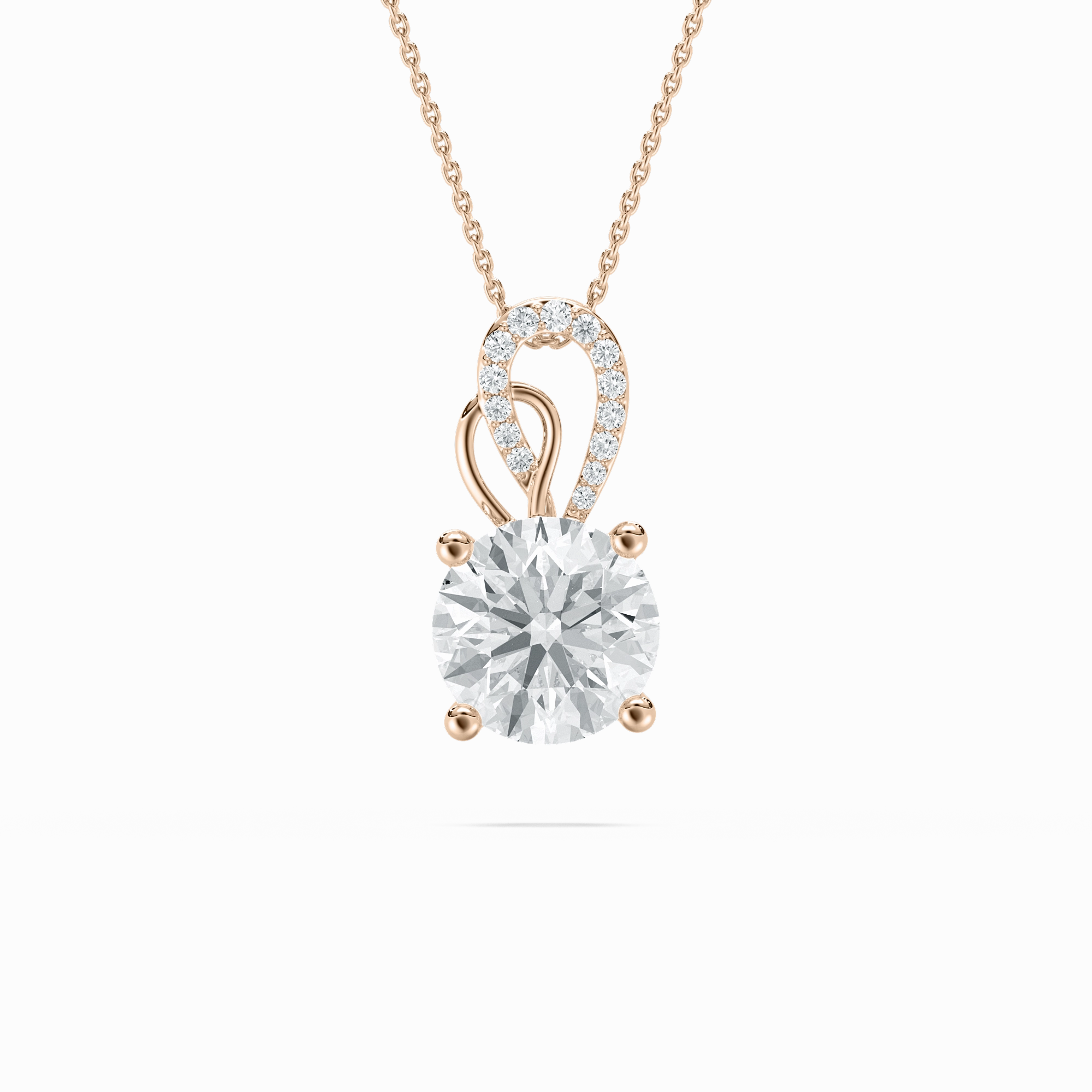 Business Look Youthful Energy 3 ctw Round Lab Grown Diamond Ornate Bail Pendant - 18 Inches