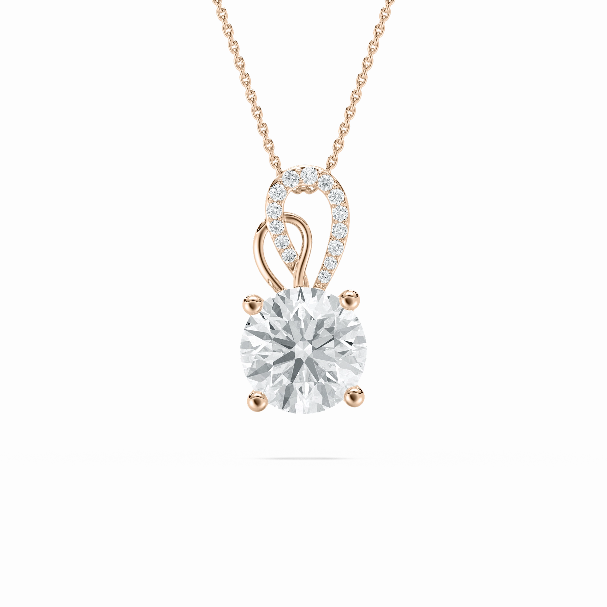 3 ctw Round Lab Grown Diamond Ornate Bail Pendant - 18 Inches Attractive Ornament Elegant Detail