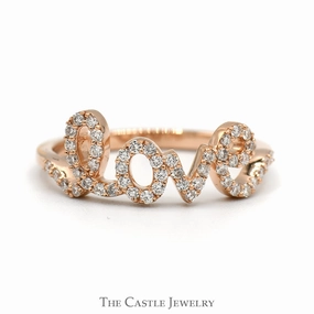 Lab Grown Diamond "LOVE" Ring in 10k Layering Essential