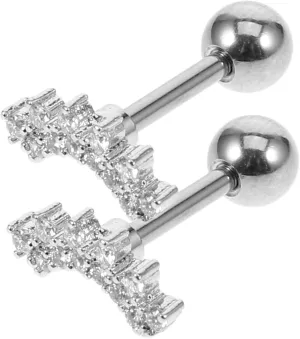 Homoyoyo 1 Pair Zircon Inlaid Ear Studs for Women Trendy Earrings Metal Studs Earrings Delicate Look