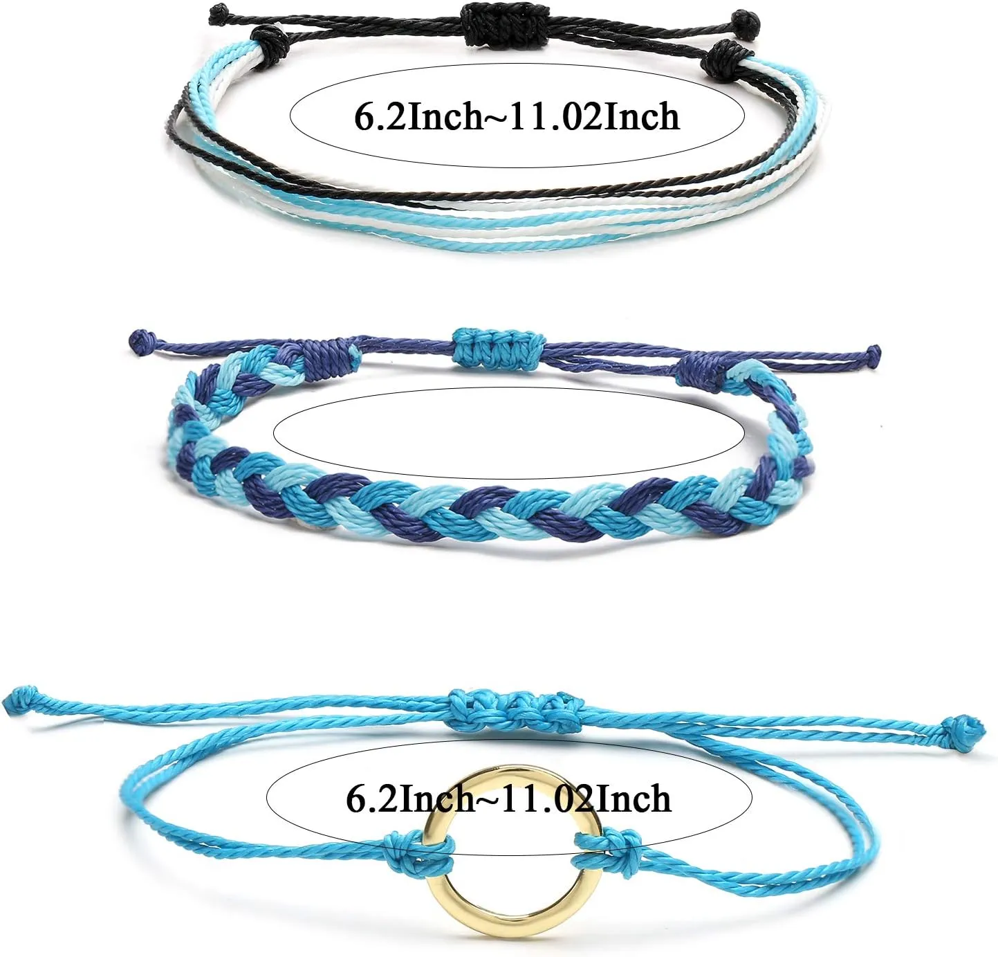 HUASAI String Bracelets for Women Cute Gifts Trendy Stuff String Ankle Bracelets Surfer Beach Wave Bracelets Adjustable Handmade Braided Friendship Bracelets for Stocking Stuffers