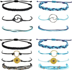 HUASAI String Bracelets for Women Cute Gifts Trendy Stuff String Ankle Bracelets Surfer Beach Wave Bracelets Adjustable Handmade Braided Friendship Bracelets for Stocking Stuffers