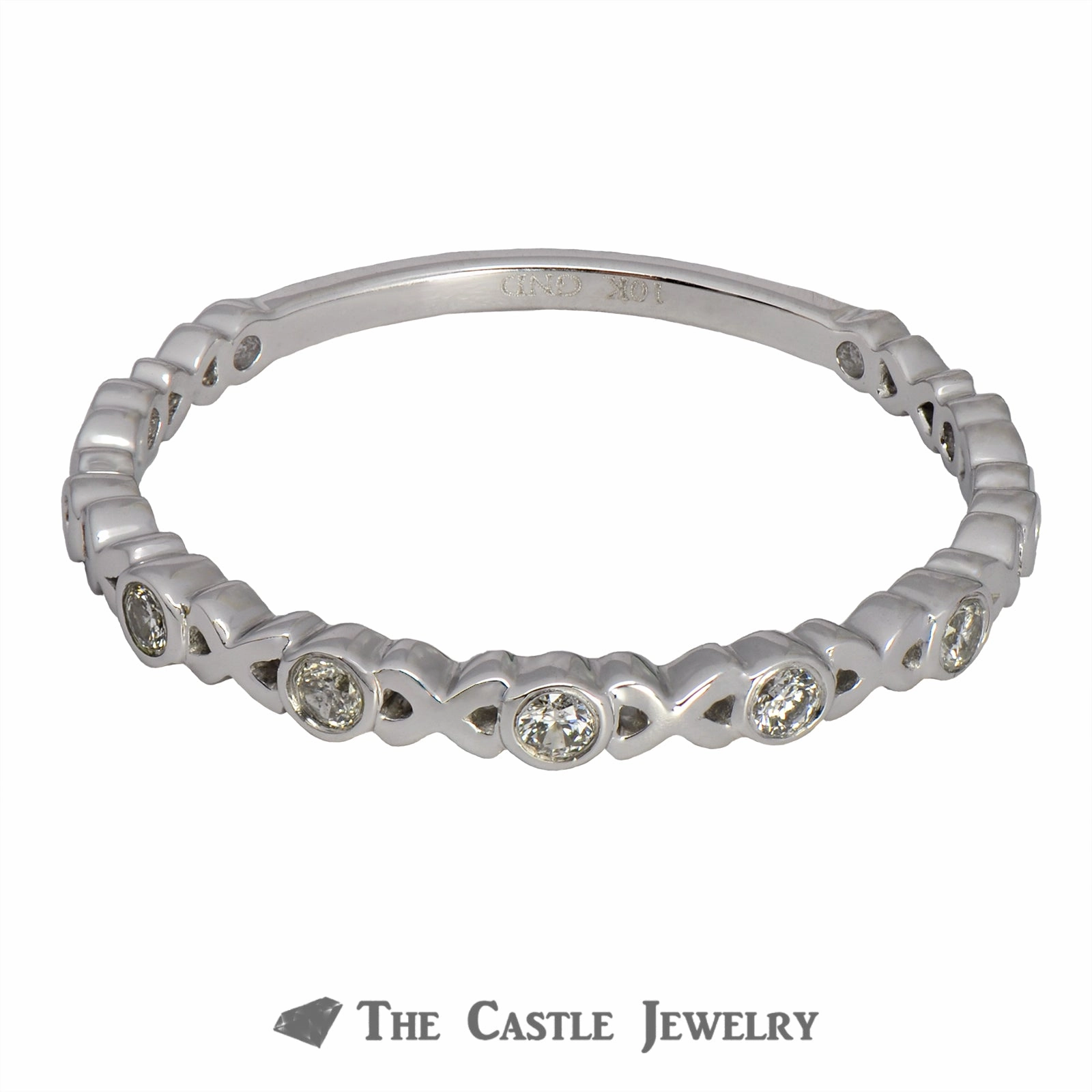 Hugs and Kisses (X&O) Stackable Band Bezel Set Diamond "O"s in 10K Elegant Item