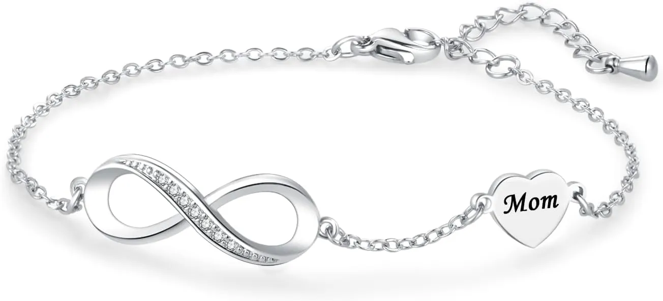 I Love You Forever Bracelets for Women Adjustable Stainless Steel Infinity Symbol Bracelet Gifts