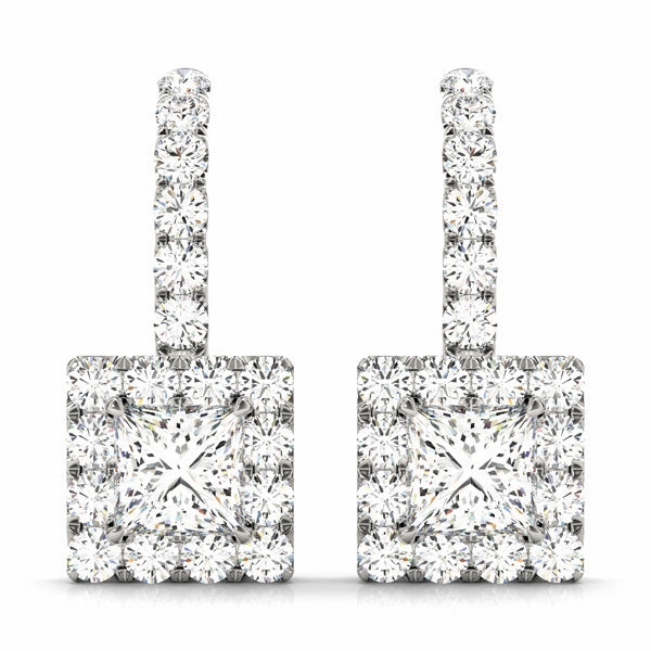 Multi-Diamond Round Halo Earrings in Gold Brilliant Embellishment