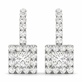 Multi-Diamond Round Halo Earrings in Gold Brilliant Embellishment