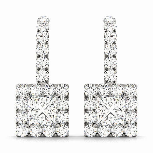 Sparkling Decoration Safe Appearance Multi-Diamond Round Halo Earrings in Gold