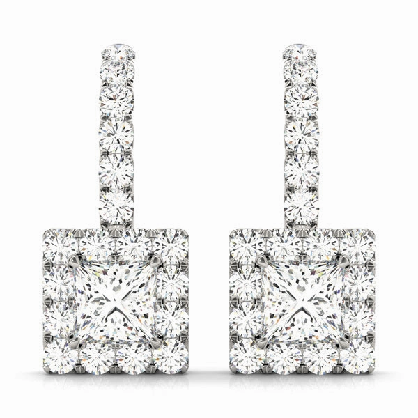 Unique Finish Charming Piece Multi-Diamond Round Halo Earrings in Gold