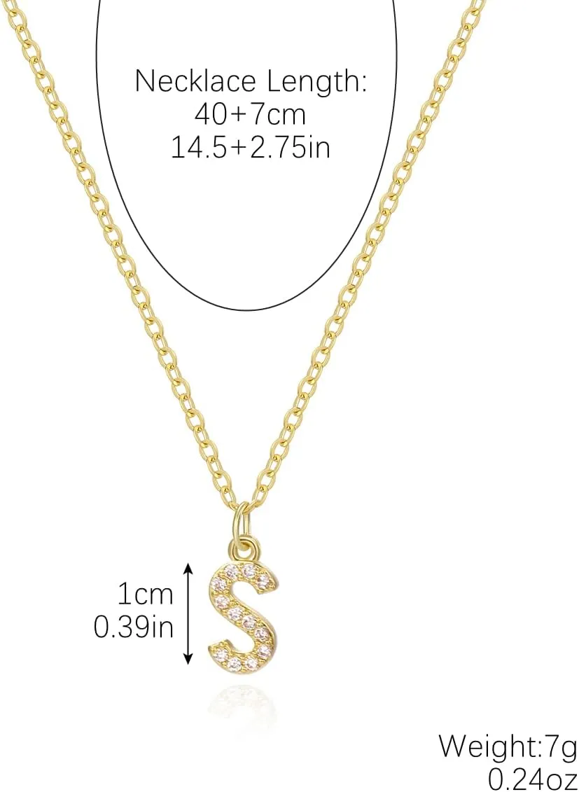 INENIMARTJ Gold Initial Necklaces for Women Trendy Gold Letter Necklace Dainty Rhinestone Initial Necklaces Simple Cute A-Z Pendant Necklaces for Womens Costume Accessories