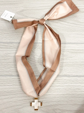 International Jewelry Lovely Stripes Tan Scarf Necklace