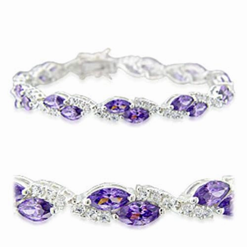 Meritorious Entry New-Age Clarity 31915 - High-Polished 925 Sterling Silver Bracelet with AAA Grade CZ  in Amethyst