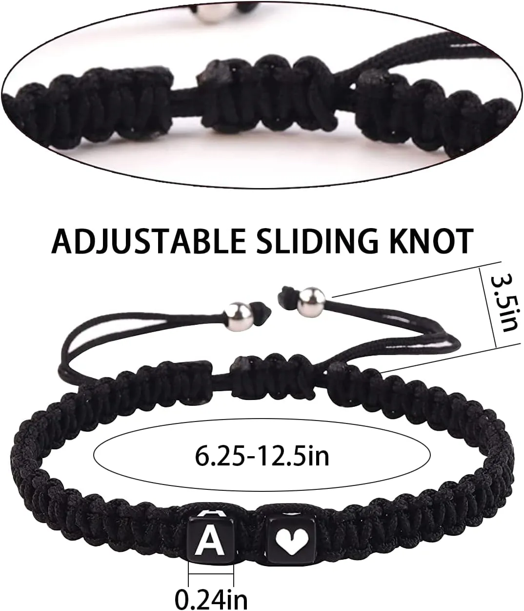 Initial Bracelets for Men Women Handmade Rope Braided A-Z Letter Bracelets Best Friend Couples Bracelets Adjustable