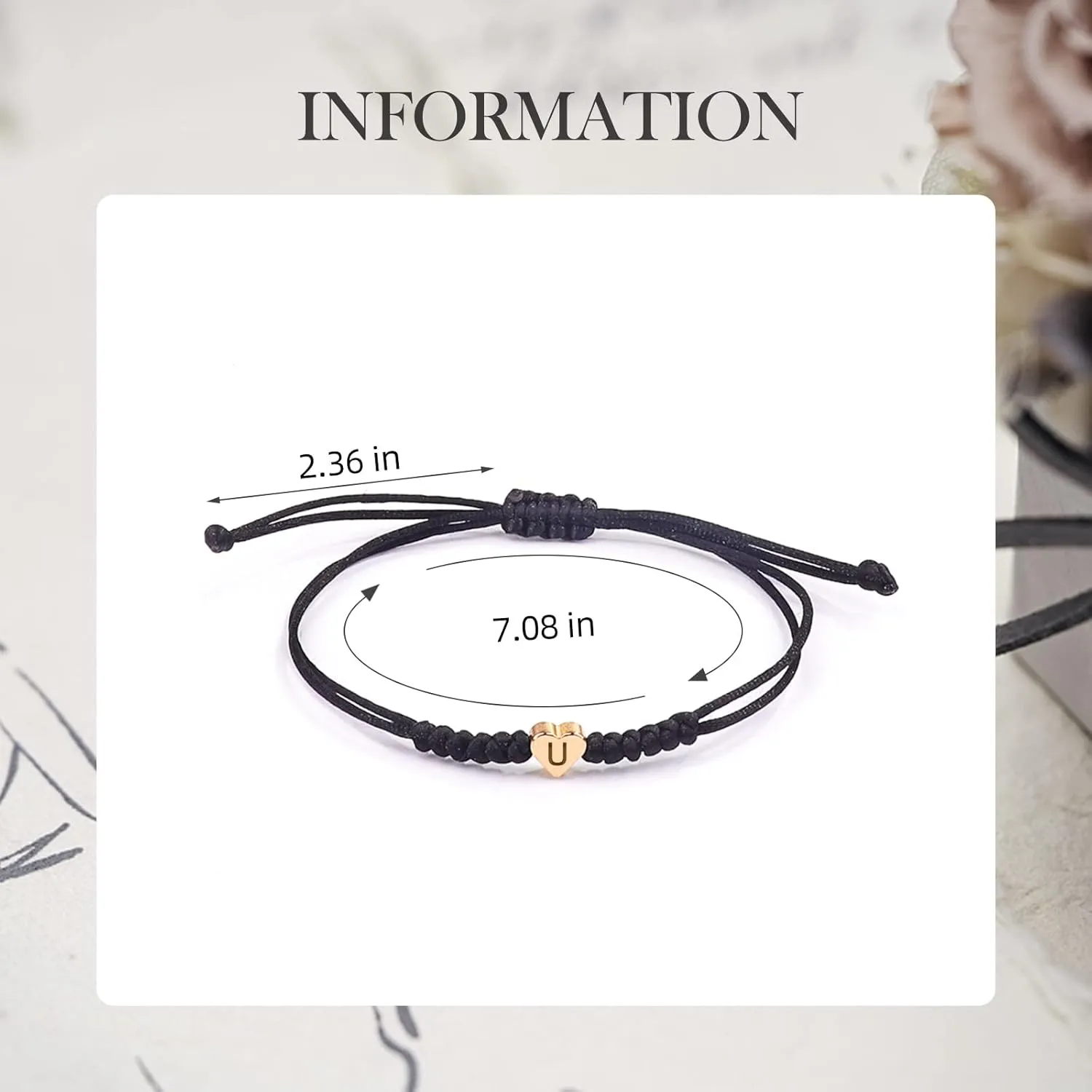 Initial Bracelets for teen girls/boys, Initial J Letter Bracelets Charm Bracelets Handmade Bracelets for Valentines Day Mother's Day Birthday Graduation Gifts (Black, J)