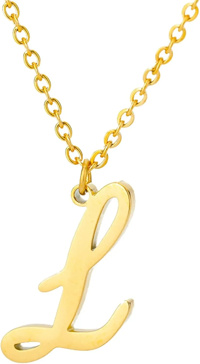 Initial Pendant Necklace for Women Stylish Minimalist Design Clavicle Chain Anniversary Necklaces (L, One Size)