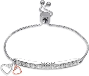 INSPIRED VOICES Sterling Silver Plated Charm Bracelets for Women - Easy Adjustable Bracelets