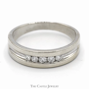 Men's 1/4cttw Nick Set Diamond Wedding Band in 14k White Gold Homecoming Wear