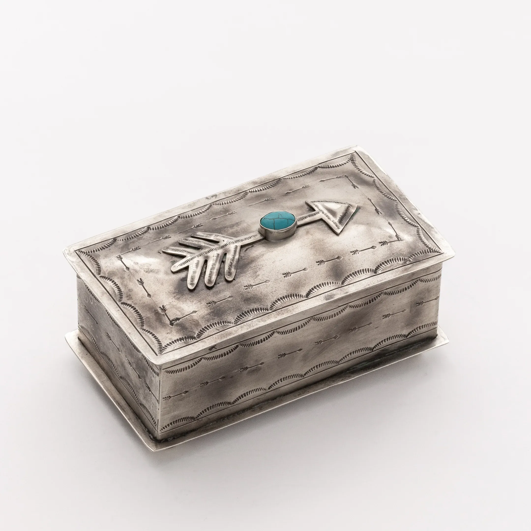 J. Alexander Rustic Silver Arrow and Turquoise Box