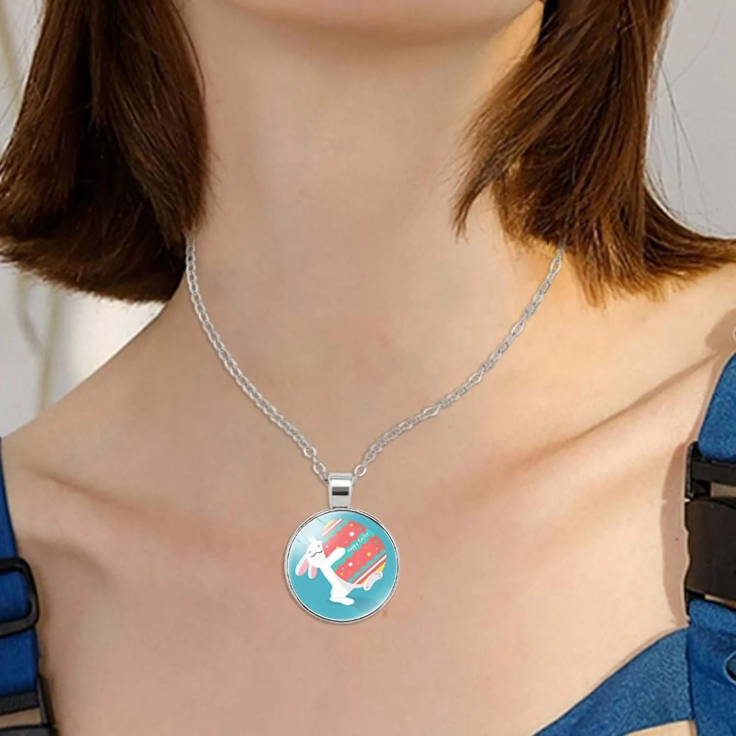 J Initial Necklace Girls Bunny Necklaces Easter Jewelry Bunny Pendant Necklaces Laye Rose Necklace