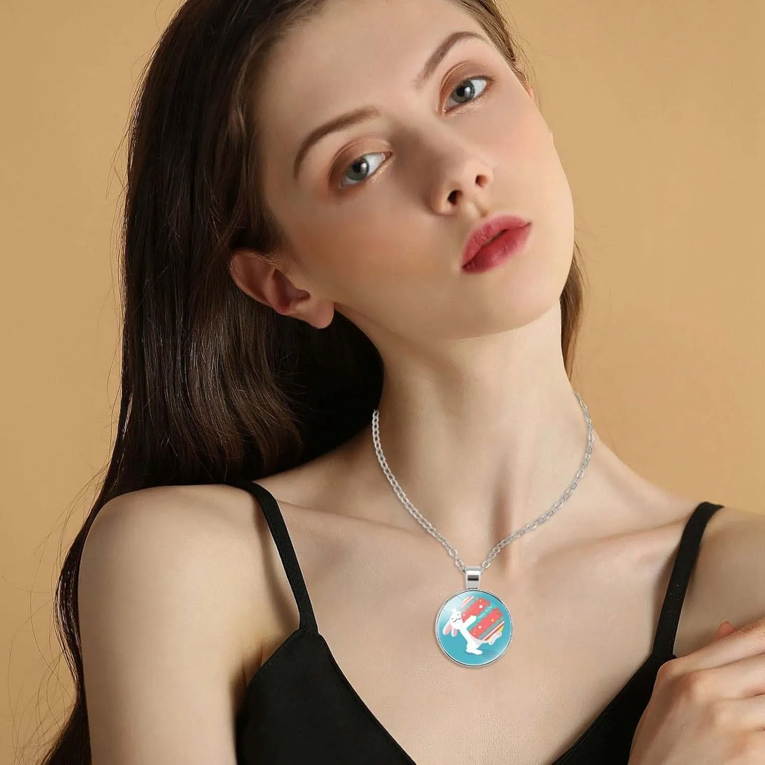 J Initial Necklace Girls Bunny Necklaces Easter Jewelry Bunny Pendant Necklaces Laye Rose Necklace