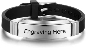 JewelOra Personalized Mens Stainless Steel Bracelets Custom Names Couple Bracelet Adjustable Alert Bracelets
