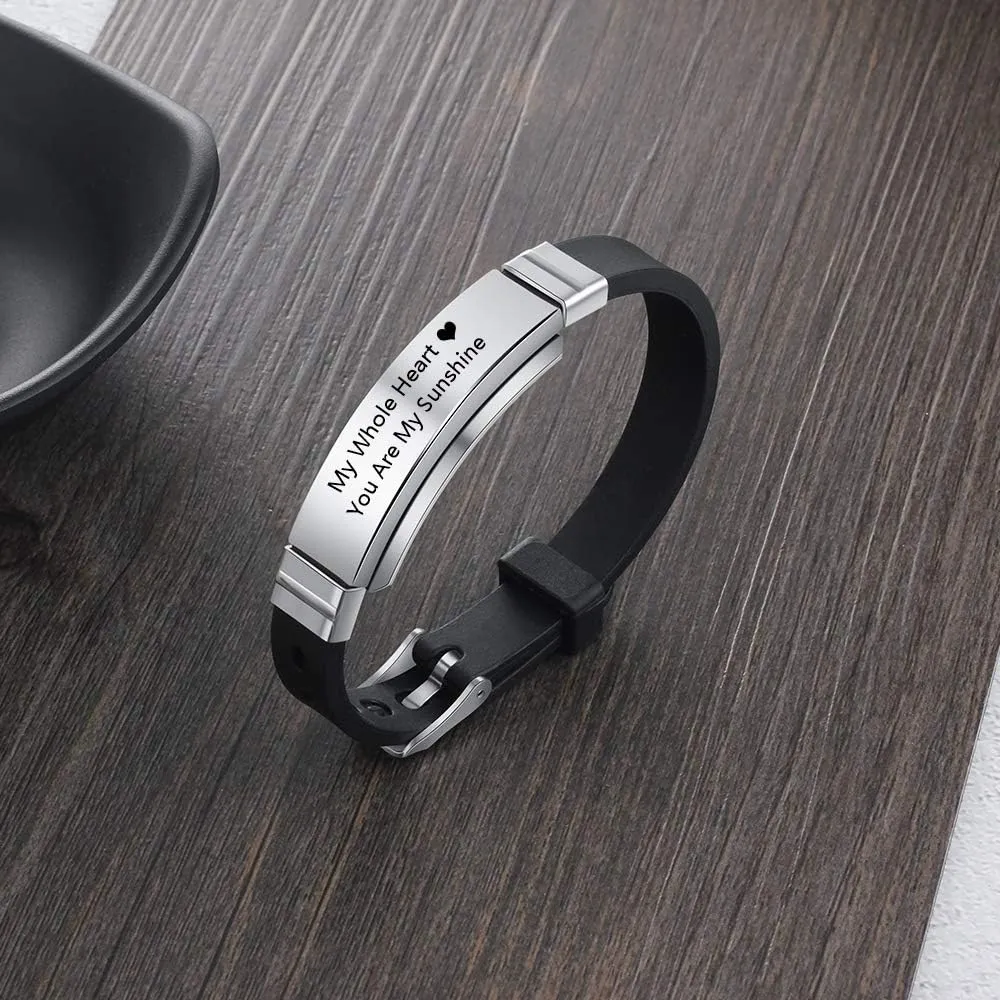 JewelOra Personalized Mens Stainless Steel Bracelets Custom Names Couple Bracelet Adjustable Alert Bracelets