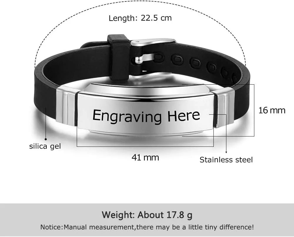 JewelOra Personalized Mens Stainless Steel Bracelets Custom Names Couple Bracelet Adjustable Alert Bracelets