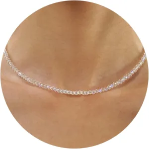 JSJOY Tiny Crystal Beaded Choker Necklaces for Women Colorful Beaded Necklace Dainty Choker Necklaces Simple Boho Jewelry Gifts for Teens Handmade Bead Necklaces Gifts