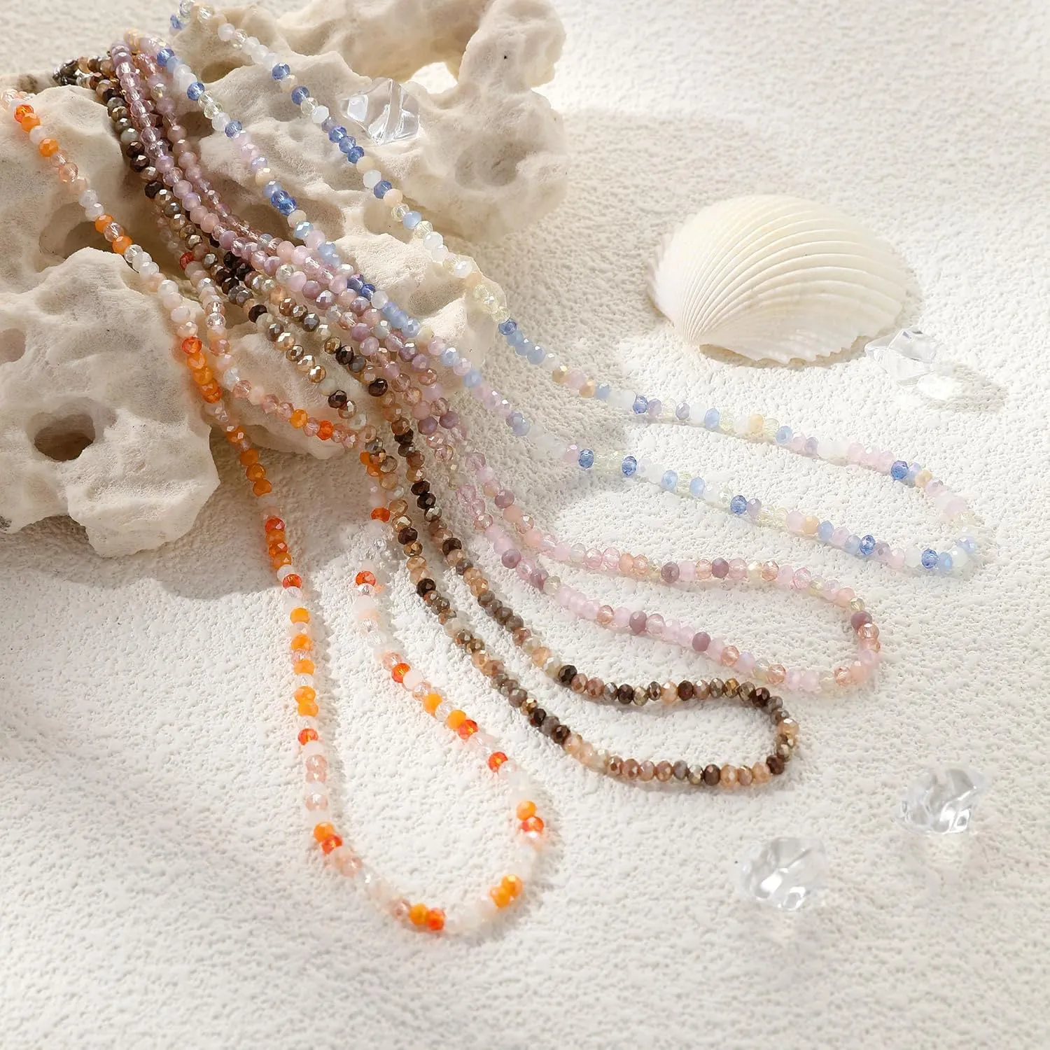 JSJOY Tiny Crystal Beaded Choker Necklaces for Women Colorful Beaded Necklace Dainty Choker Necklaces Simple Boho Jewelry Gifts for Teens Handmade Beaded Necklaces Gifts