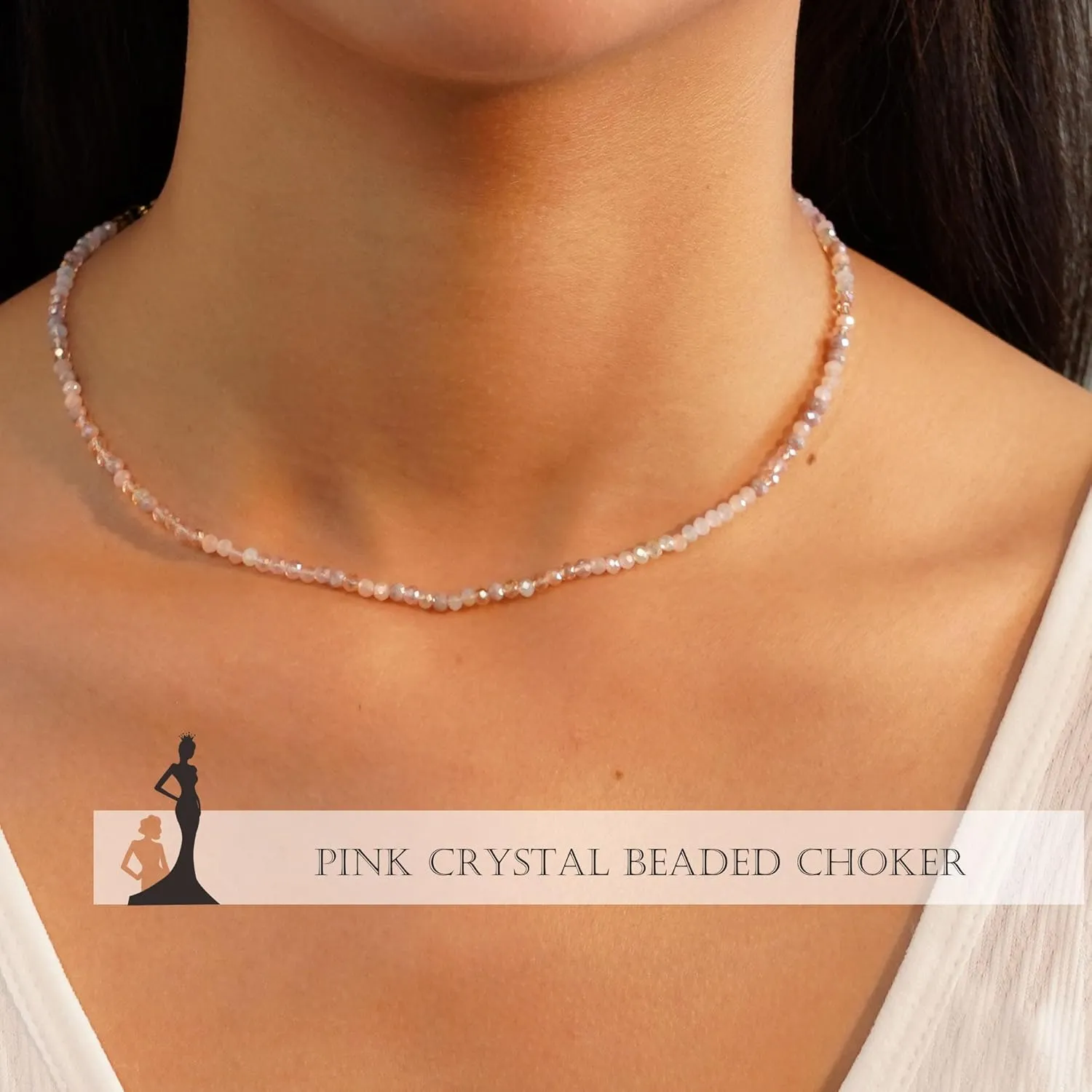 JSJOY Tiny Crystal Beaded Choker Necklaces for Women Colorful Beaded Necklace Dainty Choker Necklaces Simple Boho Jewelry Gifts for Teens Handmade Beaded Necklaces Gifts