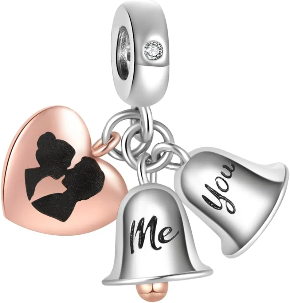 Just Married Couple Wedding Charm Compatible Pandora Charm Bracelet Bride Groom Love Forever Gift Blessing Anniversary Birthday