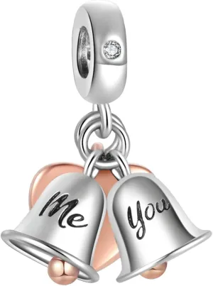 Just Married Couple Wedding Charm Compatible Pandora Charm Bracelet Bride Groom Love Forever Gift Blessing Anniversary Birthday