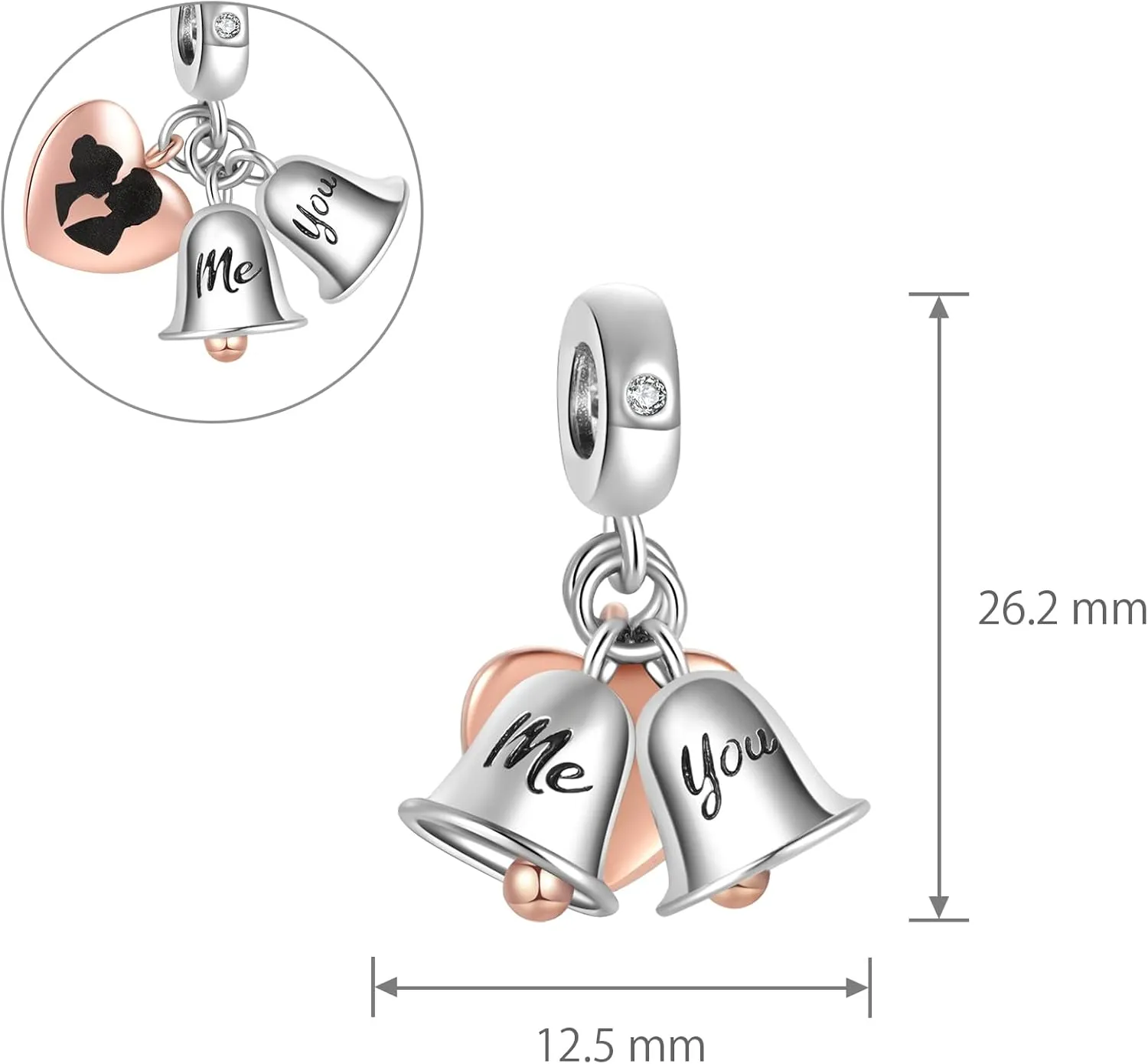 Just Married Couple Wedding Charm Compatible Pandora Charm Bracelet Bride Groom Love Forever Gift Blessing Anniversary Birthday