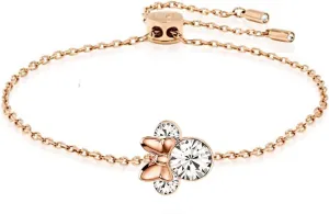 Kaguya Silver Bracelets for Women - Rose Gold Sterling Silver Clear Zirconia Cute Mouse Adjustable Infinity Charm Link Bracelets for Women Girls, Friendship Bracelets
