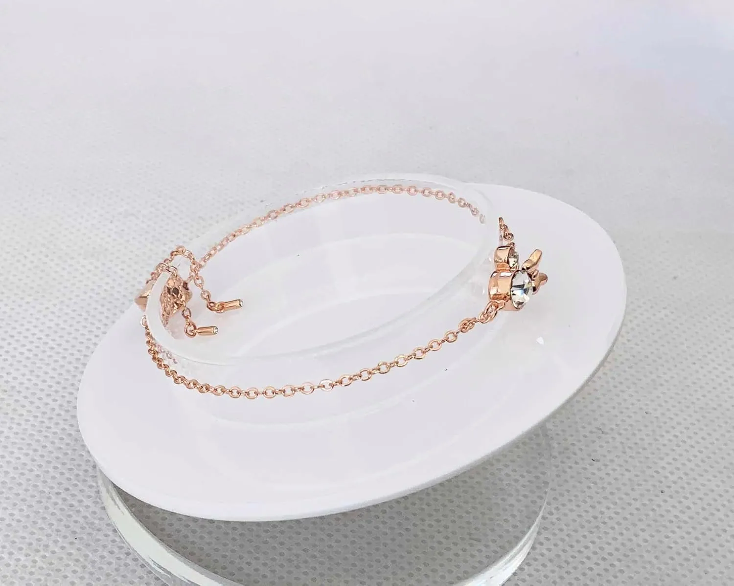 Kaguya Silver Bracelets for Women - Rose Gold Sterling Silver Clear Zirconia Cute Mouse Adjustable Infinity Charm Link Bracelets for Women Girls, Friendship Bracelets