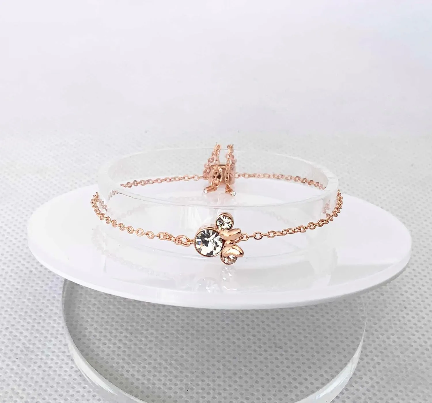 Kaguya Silver Bracelets for Women - Rose Gold Sterling Silver Clear Zirconia Cute Mouse Adjustable Infinity Charm Link Bracelets for Women Girls, Friendship Bracelets