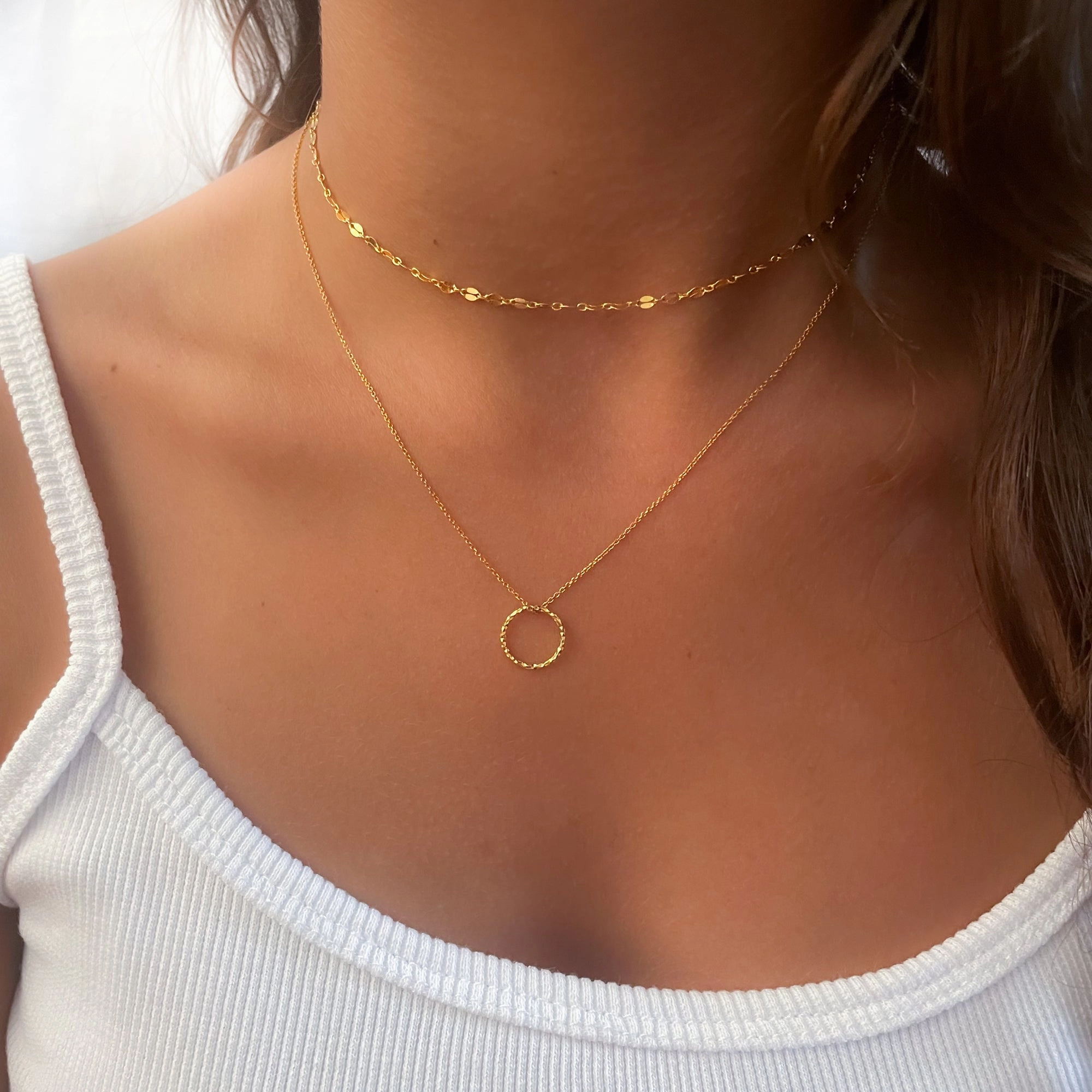 Karma Necklace Set - Gold Pendant Necklace and a Gold Lace Chain Choker Holiday Jewelry Artistic Present