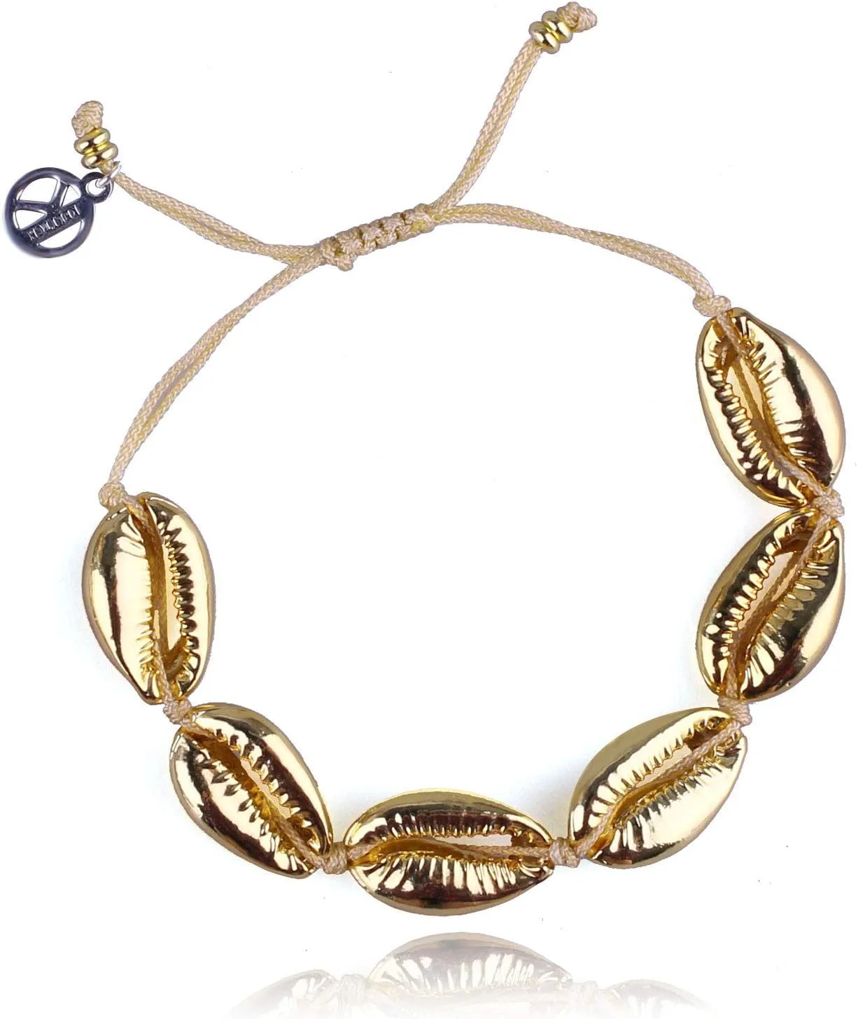 KELITCH Womens Gold Friendship Bracelets Shell Cowry Beads Adjustable Beach Bracelets