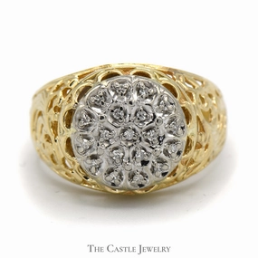 Contemporary Work Designer Object Kentucky Diamond Cluster Ring in 10k Yellow Gold