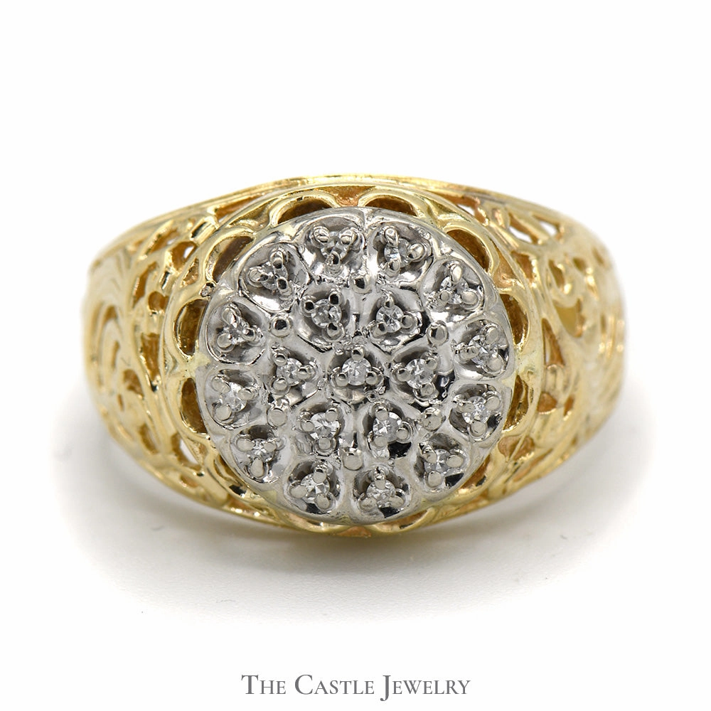 Contemporary Work Designer Object Kentucky Diamond Cluster Ring in 10k Yellow Gold