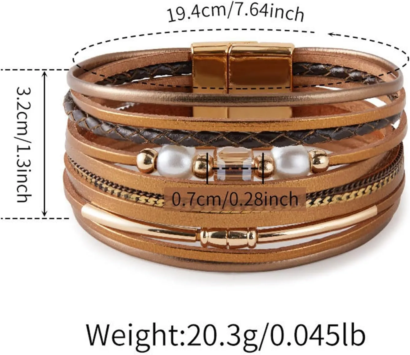 KOLODOGO Boho Leather Cuff Bracelets for Women Gold Bead Bracelets Stackable Clasp Bracelets for Women as Jewelry Gift