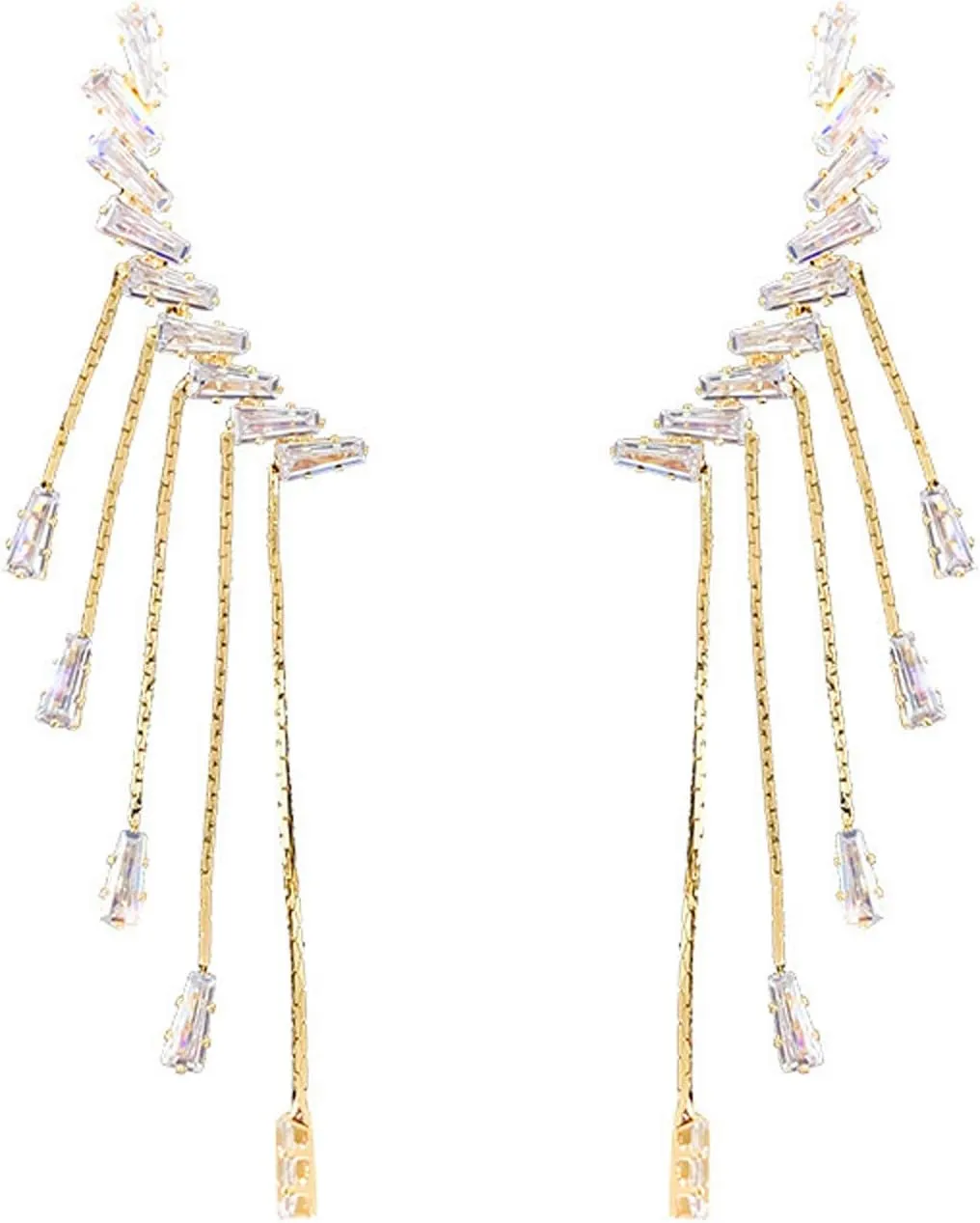 Kpop Earrings For Women Studs Set Unique Rome King Letter Asymmetry Chain Zircon Dangles Hypoallergenic Fashion Wing Tassel Earrings Jewelry