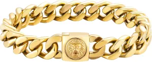 KRKC&CO 12mm Mens Cuban Link Bracelet, 18k Gold Plated Miami Thick Bracelet, Lion, Skulls Square Clasp, Durable Anti-tarnish Urban Street-wear Hip Hop Jewelry for Him