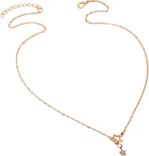 Lady Star Pendant Necklace for Women Charm Chain Adjustable Length Elegant Necklace (Gold, One Size)