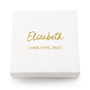 LARGE PERSONALIZED WHITE BRIDAL PARTY GIFT BOX WITH MAGNETIC LID -  SCRIPT FONT