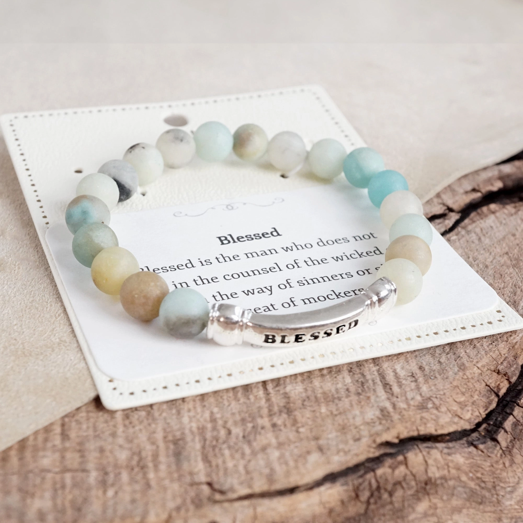 Inspiration Semi-Precious Beaded Bracelets ?C Blessed, Love, Faith, Cross Enduring Composite